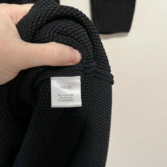 The Sei Black Textured Knit Strappy‎ Open Back Long Sleeve Midi Dress Size Small - Picture 7 of 10